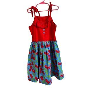 Eleanor Rose NEW Judy Dress Red Blue Cherry Print Cherries Size 7-8